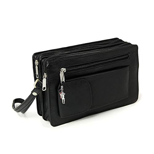 DrachenLeder Herren Geldbörse Handgelenktasche Leder schwarz 20x12x7 D2OTJ512S EIN schönes Geschenk zu Weihnachten, Geburtstag, Valentinstag für den Mann von DrachenLeder