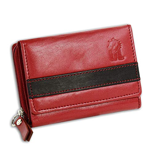 DrachenLeder Leder Geldbörse 10x3x8 cm Damen Herren Portemonnaie rot D3OPZ100R Leder Geldbörse für die Frau, für den Mann von DrachenLeder