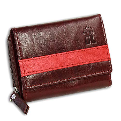 DrachenLeder Leder Geldbörse 10x3x8 cm Damen Herren Portemonnaie rot D3OPZ100V Leder Geldbörse für die Frau, für den Mann von DrachenLeder