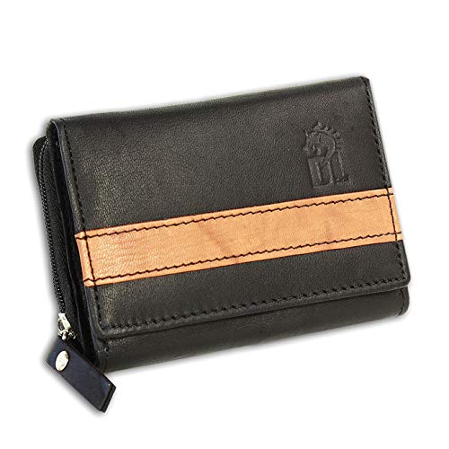 DrachenLeder Leder Geldbörse 10x3x8 cm Damen Herren Portemonnaie schwarz D3OPZ100C Leder Geldbörse für die Frau, für den Mann von DrachenLeder