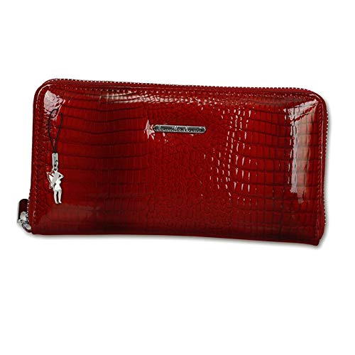 DrachenLeder Leder Geldbörse Damen Handgelenktasche rot 19x2,5x10 D3OTJ505R Leder Tasche für die Frau von DrachenLeder