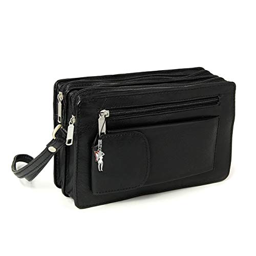 DrachenLeder Leder Geldbörse Herren Handgelenktasche schwarz 20x12x7 D3OTJ512S von DrachenLeder