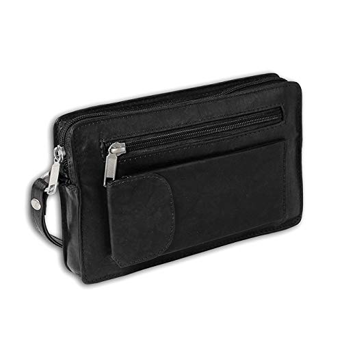 DrachenLeder Leder Geldbörse Herren Handgelenktasche schwarz 20x4x12 D3OTJ502S von DrachenLeder