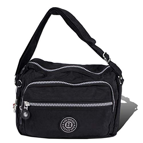 DrachenLeder Nylon Tasche Damenhandtasche Umhängetasche schwarz 22x8x15 D1OTJ227S Nylon Tasche Frau von DrachenLeder