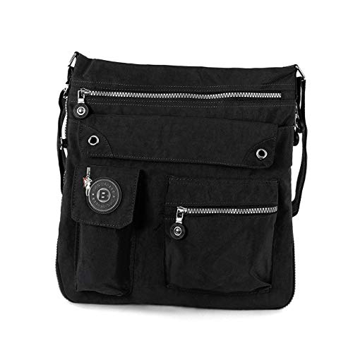 DrachenLeder Nylon Tasche Damenhandtasche Umhängetasche schwarz 32x10x32 D3OTJ206S Nylon Tasche für die Frau, für Jugendliche von DrachenLeder