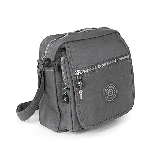 DrachenLeder Tasche Umhängetasche grau Damenhandtasche Nylon 20x10x22 D4OTJ218K Umhängetasche von DrachenLeder