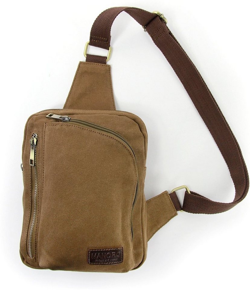 DrachenLeder Umhängetasche Manoro Canvas Tasche Herren Umhängetasch (Umhängetasche, Umhängetasche), Herren, Jugend Umhängetasche khaki, braun, Größe ca. 19cm von DrachenLeder