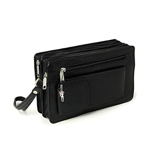 DrachenLeder Geldbörse Handgelenktasche schwarz Herren Leder 20x12x7 D4OTJ512S Handgelenktasche von DrachenLeder