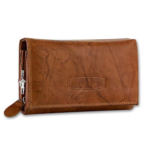 Money Maker Damen Kellnerbörse Geldbörse braun Leder 15.5x3x9.5cm OPJ704C Leder Kellnerbörse von DrachenLeder