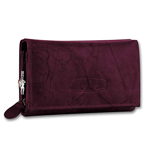 Money Maker Damen Kellnerbörse Geldbörse rotbraun Leder 15.5x3x9.5cm OPJ704D Leder Kellnerbörse von DrachenLeder