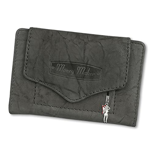 Money Maker Damen RFID Blocker Portemonnaie Geldbörse grau Leder 9x3x13 OPJ700K Leder Portemonnaie von DrachenLeder