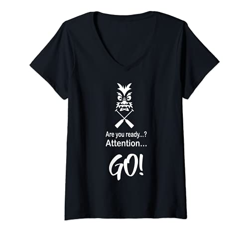 Damen Are you Ready Attention Go - Start Drachenboot T-Shirt mit V-Ausschnitt Damen Are you Ready Attention Go - Start Drachenboot T-Shirt mit V-Ausschnitt von Drachenboot Sport Shop