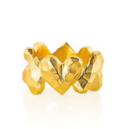 Drachenfels Bandring Silber goldplattiert aus der Kollektion Heartbreaker | Faszinierender Herz Ring goldplattiert | Edler Designer-Ring von Drachenfels Design
