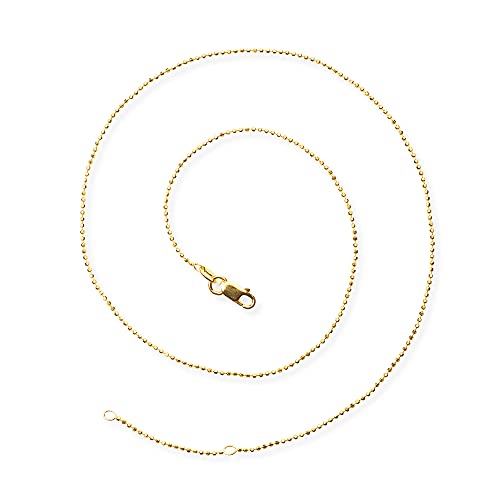 Drachenfels Feine facettierte Kugelkette aus Sterlingsilber goldplattiert mit Karabinerverschluss in der Länge 42 + 45 cm/Halskette aus 925 Echtsilber für Damen/D KKF 51/AGG von Drachenfels Design