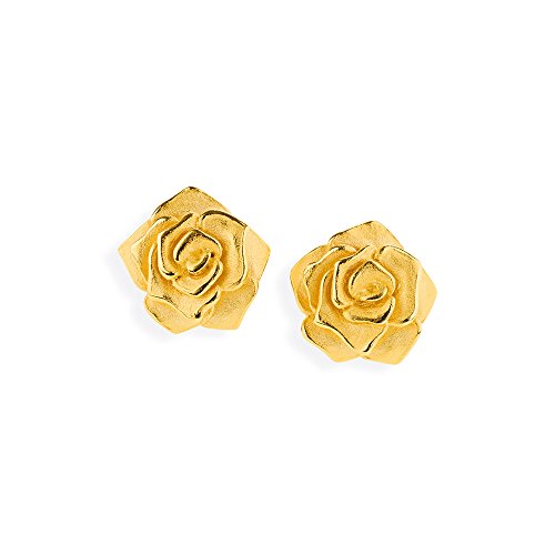 Drachenfels Kleine Rosen Ohrstecker in Echtsilber goldplattiert | Kollektion Rose of Antoine | Rosen Ohrringe aus 925 Sterlingsilber für Damen | D ROF 21/AGG von Drachenfels Design