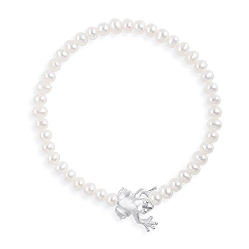 Drachenfels Armband mit Süßwasserperlen und Frosch in Echtsilber/Kollektion Froschkönig/Elegantes Damenarmband/Designer-Schmuck/D FR 81/AG von Drachenfels Design