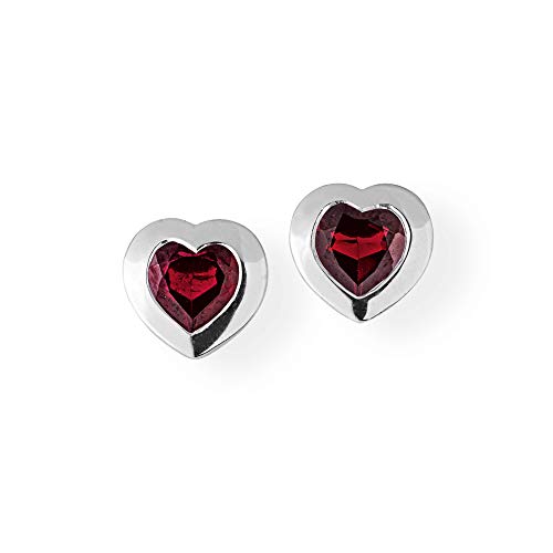 Drachenfels kleine Herzohrstecker aus Echtsilber mit Granat Steinherz | Kollektion Heartbreaker Stone | Edle Ohrstecker für Damen | D HE 23-2/AG von Drachenfels Design