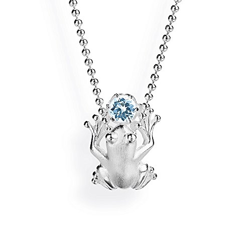 Drachenfels kleiner Froschanhänger mit Topas | Kollektion Froschkönig | Eleganter Anhänger in Echtsilber | Frosch Anhänger aus 925 Sterling Silber für Damen | D FR 65/AG von Drachenfels Design