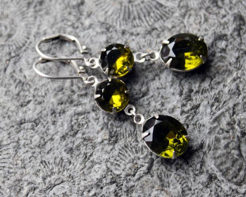 Cabochon-Ohrhänger Simply Precious Silber | Grün Vintage von Drachenfliege