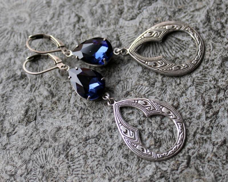 Cabochon-Ohrringe Scheherazade Silber | Blau Vintage Cabochon-Ohrringe Scheherazade Silber | Blau Vintage von Drachenfliege