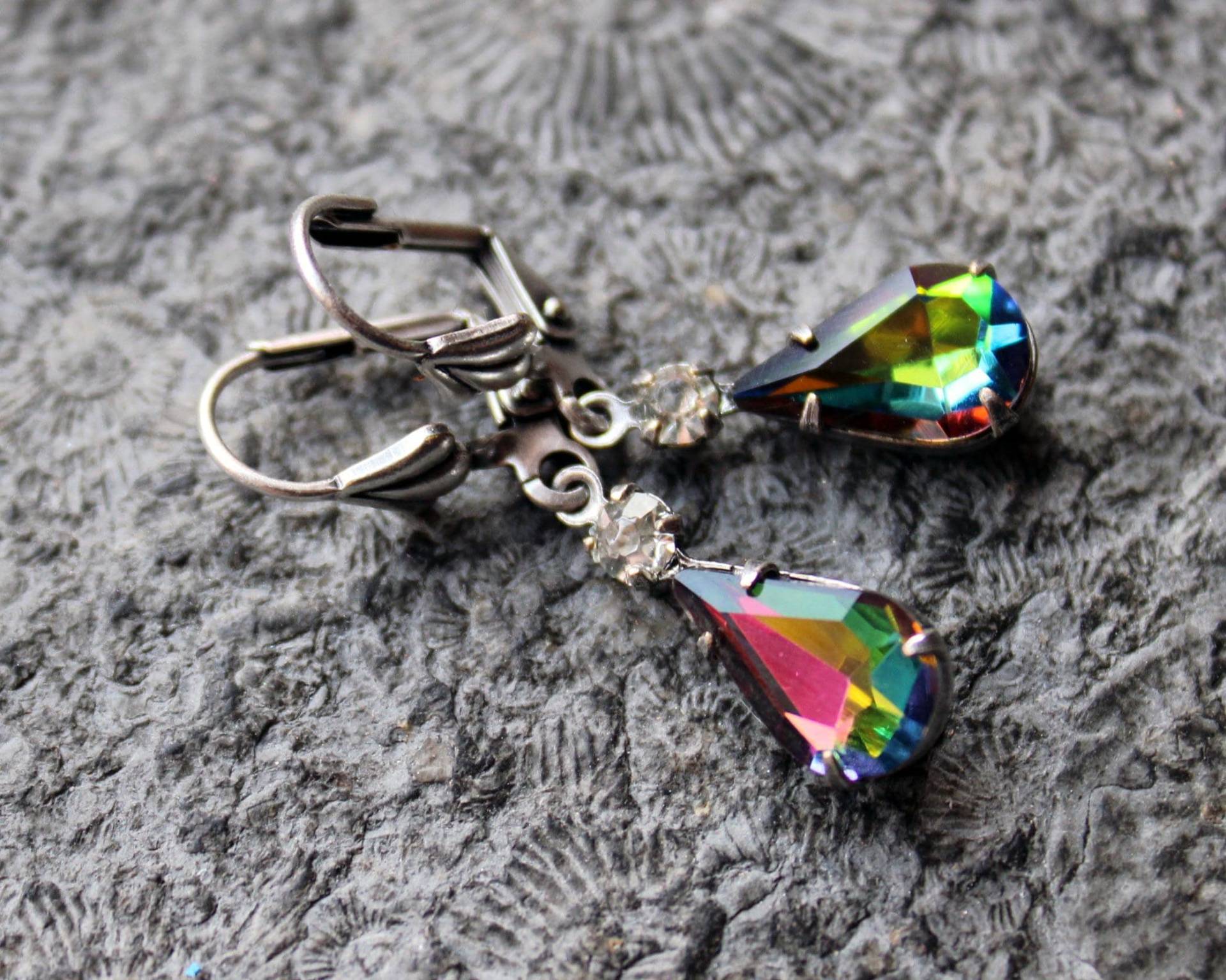 Cabochon-Ohrringe Sybill Silber | Vitrail Crystal Strass Vintage Cabochon-Ohrringe Sybill Silber | Vitrail Crystal Strass Vintage von Drachenfliege
