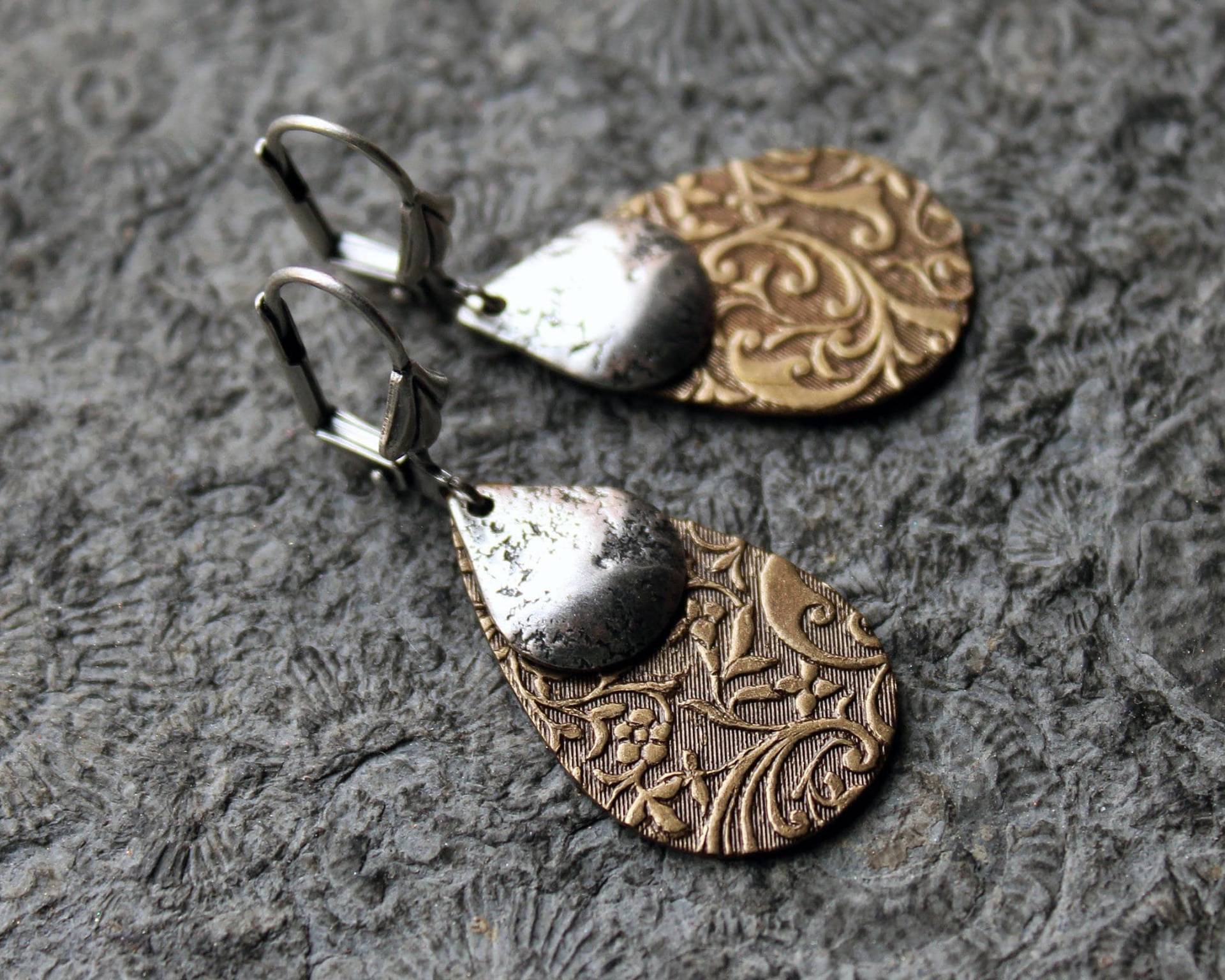 Two Tone-Ohrringe Double Drops Messing | Silber Two Tone-Ohrringe Double Drops Messing | Silber von Drachenfliege