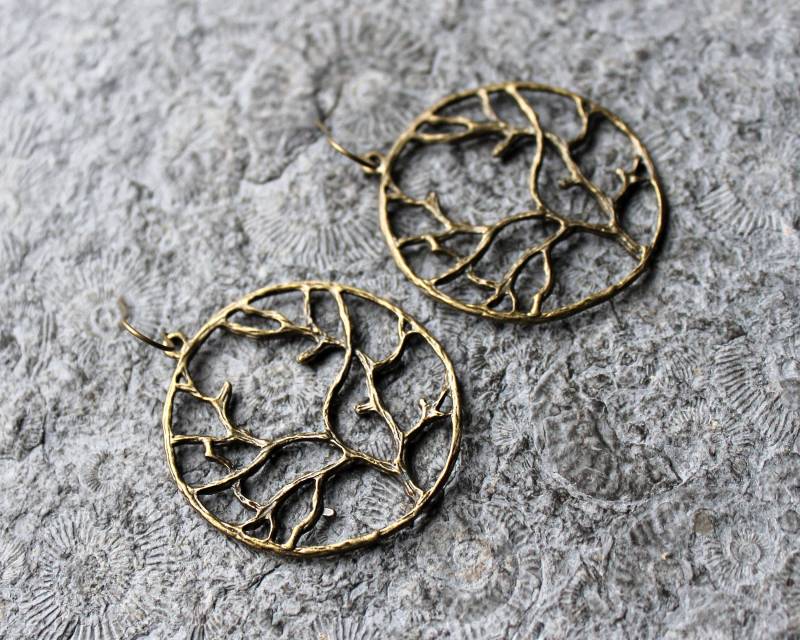 statement-Ohrhänger Tree Of Life Bronze Pagan Wicca von Drachenfliege