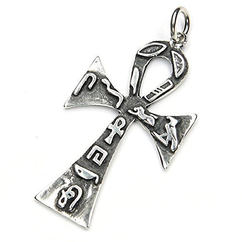 Drachensilber Ankh Anhänger Hieroglyphen Silber ägyptischer Schmuck Kettenanhänger Anch groß Henkelkreuz Frauen Männer Silberanhänger von Drachensilber