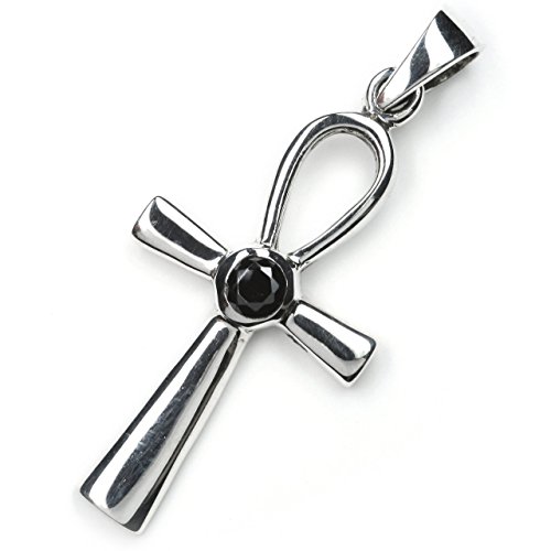 Drachensilber Ankh Schmuck schwarzer Zirkonia Stein 925 Silber Anhänger ägyptischer Silberschmuck Frauen Mädchen von Drachensilber