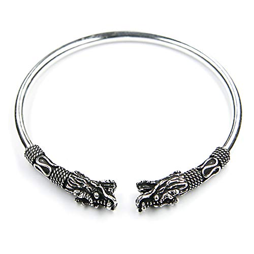 Drachen Armreif Silber Armschmuck Drachenschmuck ausgefallen 925er Sterlingsilber Armspange edel von Drachensilber