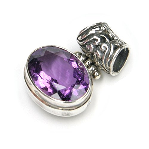 Drachensilber Amethyst Schmuck Edelstein lila Steinschmuck oval 925 Silber Anhänger Handarbeit Silberschmiede Kunst von Drachensilber