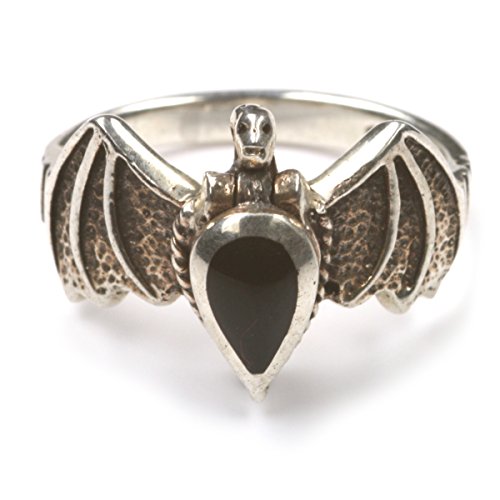 Drachensilber Damenring Fledermaus Giftring Ring mit Fach Gothic Schmuck 925 Silber Größe 60 von Drachensilber