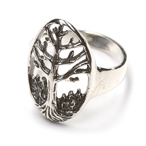 Drachensilber Damenring Lebensbaum Schmuck Ring 925er Silber Jugendring sehr elegant Ringschiene: 3mm Größe 64 von Drachensilber