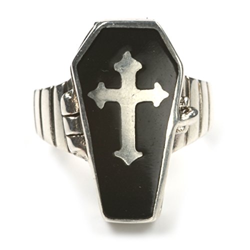 Drachensilber Damenring Sarg Ring mit Fach Giftring Gothic Schmuck 925 Silber Größe 50 von Drachensilber