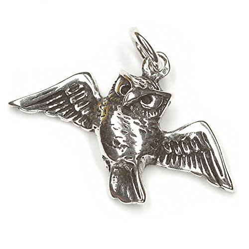Drachensilber Eulen Anhänger fliegende Eule Schmuck hochwertig 925 Sterling Silber Weisheit Frauen von Drachensilber