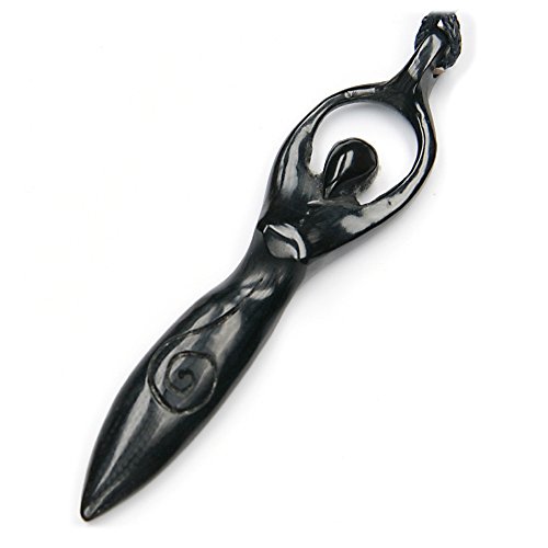 Drachensilber Göttin Schmuck Kette aus Horn, handgefertigtes Schmuckstück inkl. Textilband, 7cm lang von Drachensilber