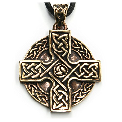 Drachensilber Keltenkreuz keltischer Schmuck Anhänger Bronze Mittelalter keltisches Kreuz Kette Gothic Männer Frauen Kettenanhänger mit Band von Drachensilber