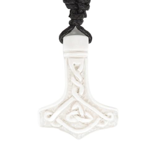 Drachensilber Mjölnir Knochen Schmuck Kette Thorshammer Anhänger inkl. Längenverstellbares textilband Thor von Drachensilber