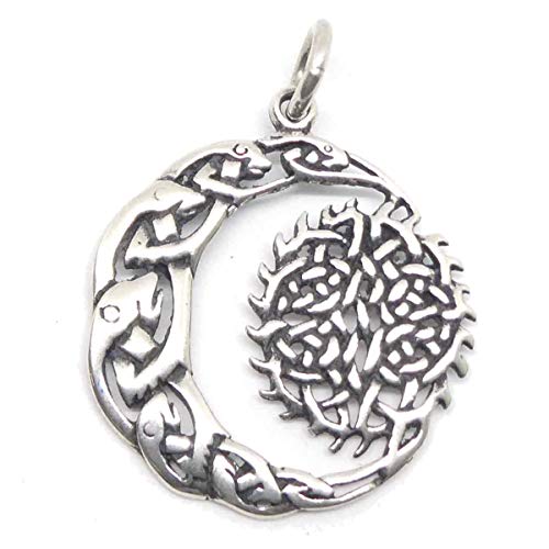 Drachensilber Mond Sonne Schmuck Anhänger keltisches Design 925er Sterlingsilber filigrane keltische Knoten Frauen Männer Kelten Schmuck von Drachensilber