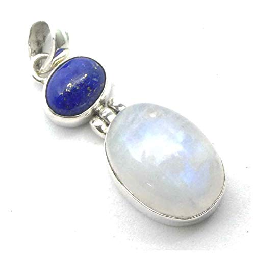 Drachensilber Mondstein Schmuck Silber Anhänger mit Lapislazuli echter Steinschmuck 925er Silber Ketten Anhänger feine Edelsteine von Drachensilber