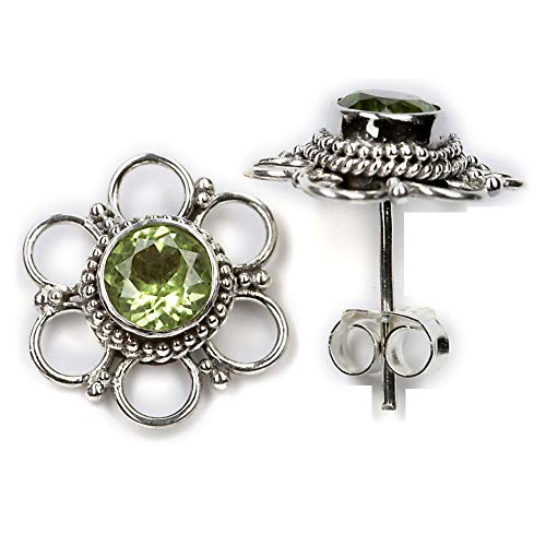 Drachensilber Peridot Schmuck Ohrstecker 925 Silber Steinschmuck Frauen Ohrring Paar Ohrschmuck echter grüner Edelstein Ohrringe von Drachensilber