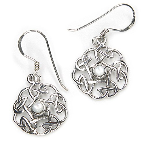 Drachensilber Perlmutt Ohrringe Ohrschmuck keltische Ohrhänger Perlmutt 925 Sterlingsilber Mittelalter von Drachensilber