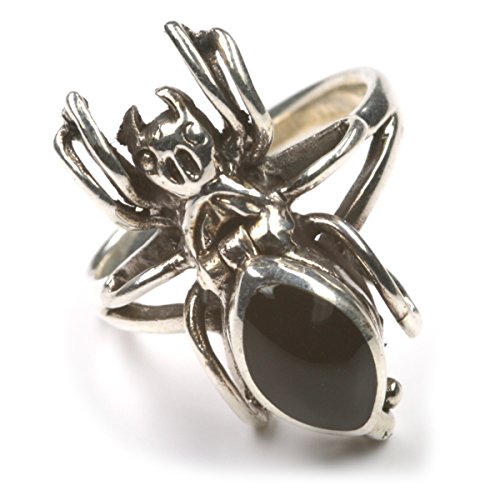 Drachensilber Ring Spinne Silberring Schmuck mit Fach 925 Silber Giftring Gothik Schmuck, Größe 52 von Drachensilber