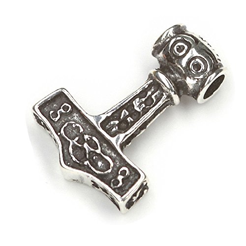 Drachensilber Silber Anhänger Thors Hammer Mjölnir Wikingerschmuck 925 Sterling Silber Mjölnir Mittelalter Silberanhänger von Drachensilber