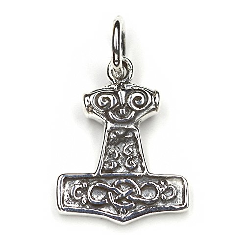 Drachensilber Thors Hammer Schmuck Silber Anhänger Mjölnir klein Wikinger 925er Sterlingsilber keltischer Kettenanhänger von Drachensilber