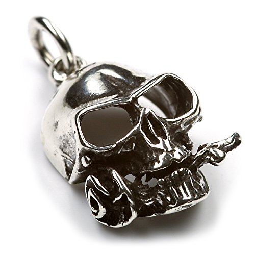 Drachensilber Totenkopf Anhänger Silber Rose außergewöhnlicher Schmuck Silberschmuck Männer Frauen Schädel skurriles Biker Gothic von Drachensilber