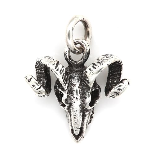 Drachensilber Widder Schädel Kettenanhänger Sterlingsilber Kette Silber Totenkopf von Drachensilber