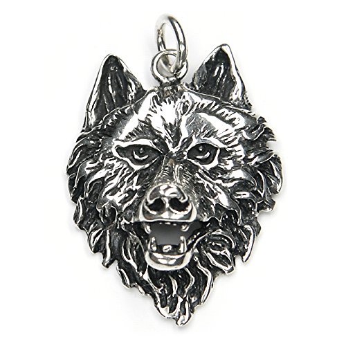 Drachensilber Wolf Anhänger Silber Schmuck Wolfskopf Schmuckanhänger Männer Frauen Fenris Silberanhänger von Drachensilber