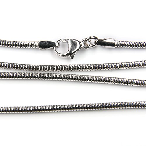 Drachensilber Schlangenkette 1,6mm Stärke; Halskette 50cm lang, rundes Profil, 925 Silber massiv, rhodiniert (Anlaufschutz), Karabinerverschluss von Drachensilber