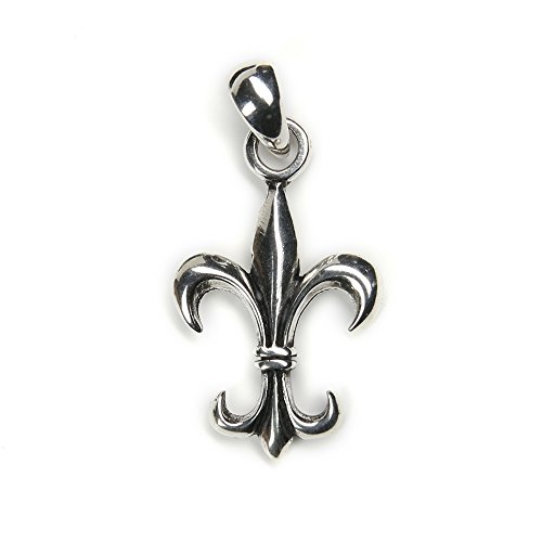 Drachensilber Schmuck Anhänger Lilie 925 Silber Fleur de Lys Mittelalter Silberschmuck Gothic Kettenanhänger von Drachensilber